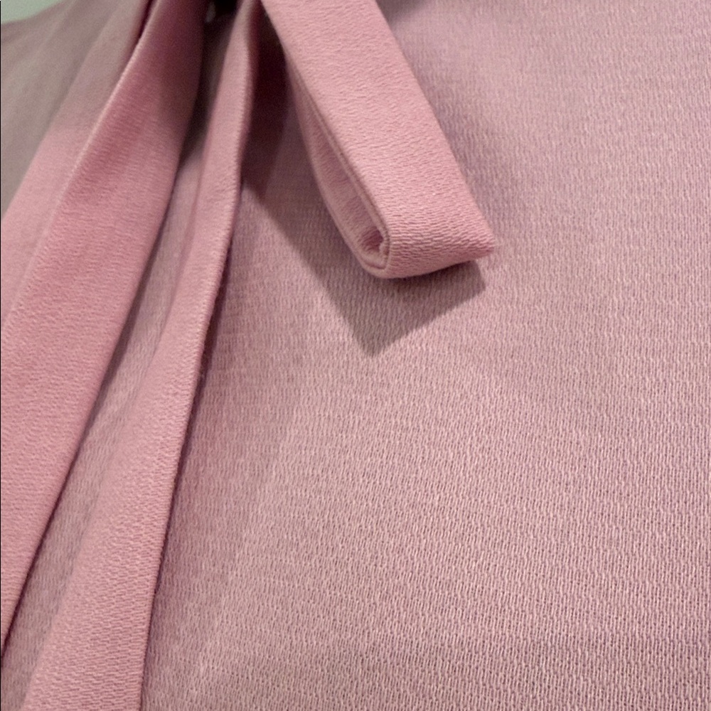 Mother of Pearl Pink Wool Tie-Neck Blouse – Size US 6 – Made in Portugal NEW - Picture 7 of 13